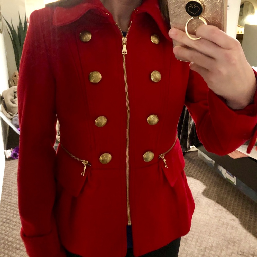 Red Express Military inspired peaccoat